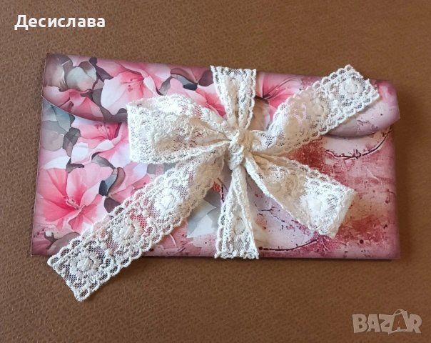 Картичка-плик с цветя и колело, снимка 2 - Други - 54669121