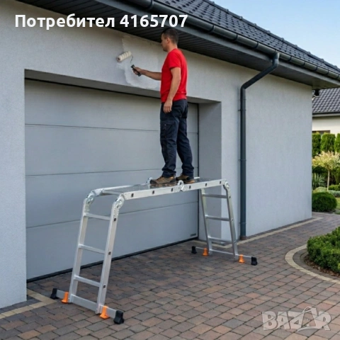 Мултифункционална алуминиева съчленена стълба 4х3 (3.60 м) със стоманени платформи