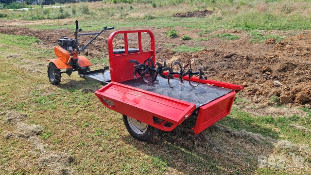 Мотофреза Daewoo с 4-тактов двигател 7 к.с. с 3 скорости + Самосвално ремарке Gardenmax 125x80x30 cm, снимка 9 - Градинска техника - 55214598