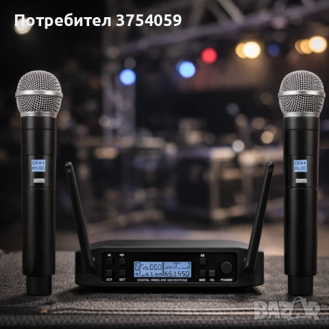 Комплект 2 броя безжични микрофони и UHF приемник с дисплей GLXD4, снимка 4 - Микрофони - 55175045