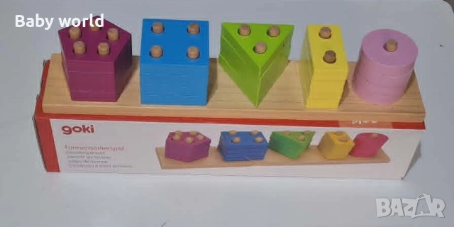 Дървена играчка за сортиране (низанка) Цветове Goki, снимка 2 - Образователни игри - 55243934