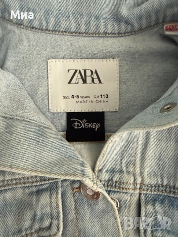 Дънково яке за момиченце Zara Disney, 4-5 години, снимка 3 - Детски якета и елеци - 54754108