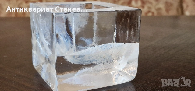❄️✨ KOSTA BODA SWEDEN – МАСИВЕН СТЪКЛЕН АРТ КУБ/СВЕЩНИК С НЕВЕРОЯТЕН СВЕТЛИНЕН ЕФЕКТ ✨❄️, снимка 8 - Декорация за дома - 54933056