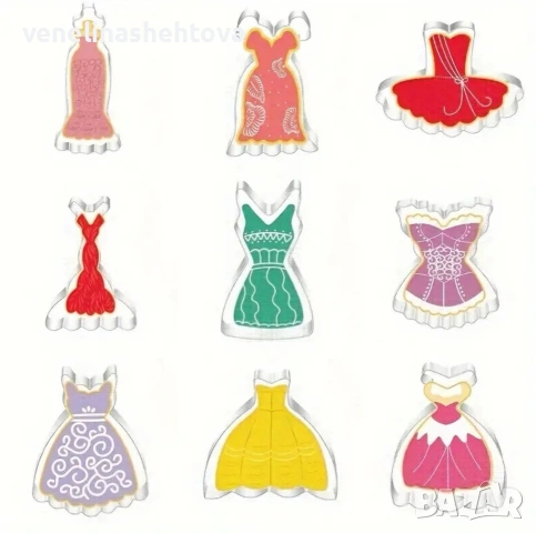 9 модела рокля рокли метални резци резец тесто бисквитки фондан декорация торта мъфини 