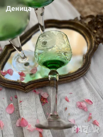И последно за днес е зелено трио💚 Невероятно красив цвят, лозова декорация, снимка 9 - Чаши - 55670706