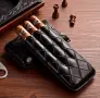 Кожен калъф за 3 пури с резачка и подаръчна кутия, снимка 1