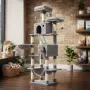 Драскалка за котки Light Gray 206 см – XXL катерушка с 2 къщички, хамак и площадки, снимка 1
