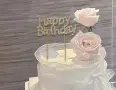 Happy Birthday метален с камъни златист топер надпис украса за торта рожден ден, снимка 1