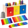 Нова Образователна дървена играчка сортиране цветове и форми Montessori идеален подарък деца, снимка 1