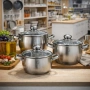 Комплект тенджери Swissgold EMMIE (SG-18099) – 3 броя с 5-слойно капсуловано дъно, снимка 2
