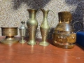 Лот медни антики - кана, амфора, вазичка, парфюмник, мастилница, снимка 1