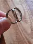 Оригинален сребърен пръстен Pandora Signature Logo Pavé & Beads – размер 50, снимка 2