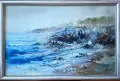 Картина, море, бряг, худ. П. Митков, 2002 г., снимка 1