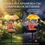 Градинска соларна лампа-хранилка за птици с фламинго и автоматично LED осветление, снимка 2