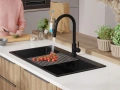 Черна кухненска гранитна мивка Осло 90 XXL Top 880 x 500 мм, снимка 7