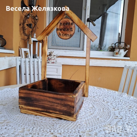 Маса от автентична бъчва с подарък дървен цветарник , снимка 6 - Маси - 54465326