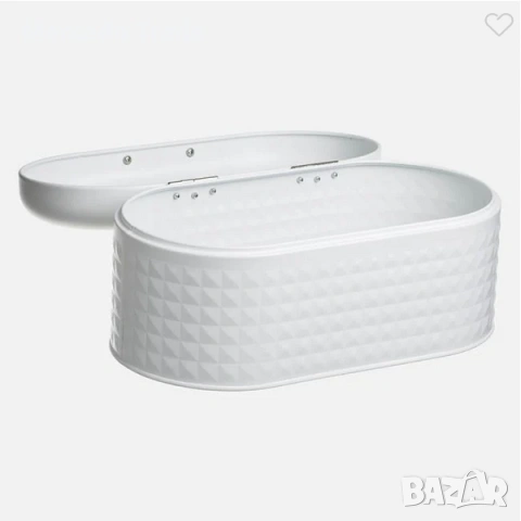 Метална кутия за хляб Mercado Trade, Овална, Бял, снимка 3 - Кутии за съхранение - 54111425