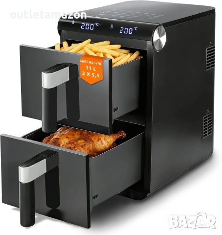 Фритюрник с горещ въздух Citybee 11L XXL, 2 камери, двузонов 