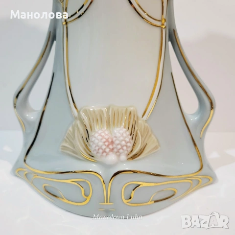 Порцеланов настолен часовник Royal Dux Bohemia Secese в стил Art Nouveau., снимка 2 - Други ценни предмети - 55255745