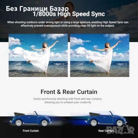Нова Професионална светкавица NEEWER Sony 100Ws Touchscreen 3000mAh 500 импулса HSS, снимка 5 - Светкавици, студийно осветление - 54430883