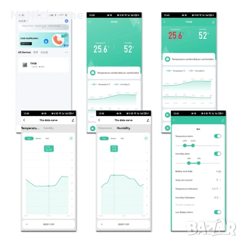 Smart Life, Tuya WiFi смарт сензор за температура и влажност с подсветка хигрометър термометър TH08B, снимка 9 - Друга електроника - 54596166