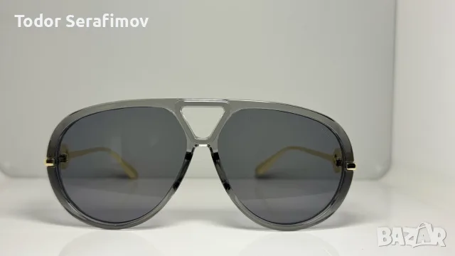 Слънчеви очила Fendi Sky FE40062U / Aviator – Сиви / Златисти дръжки / FF лого