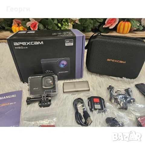 Apexcam M80 Екшън камера с 64GB карта 4K 60FPS 48MP 40M Ultra HD камера Подводна водоустойчива спорт, снимка 2 - Камери - 54824661