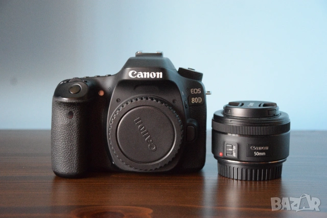 Продавам Canon EOS 80D + Canon EF 50mm f1.8 STM