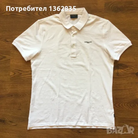 НОВА оригинална мъжка памучна бяла поло тениска с яка CAVALLARO NAPOLI размер L от Италия, снимка 7 - Тениски - 55559602