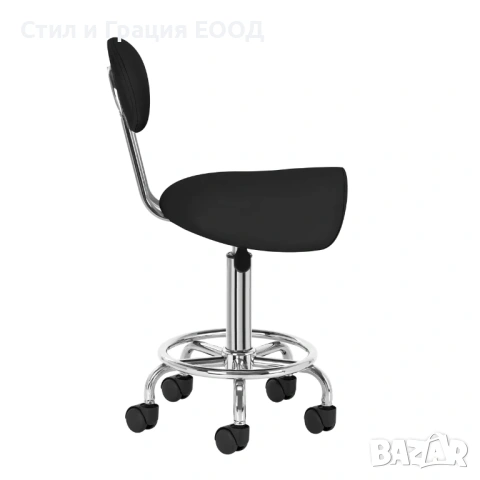 Козметичен/фризьорски стол - табуретка с облегалка AS-6001- 49/62 см - бяла/черна, снимка 16 - Друго оборудване - 33690814
