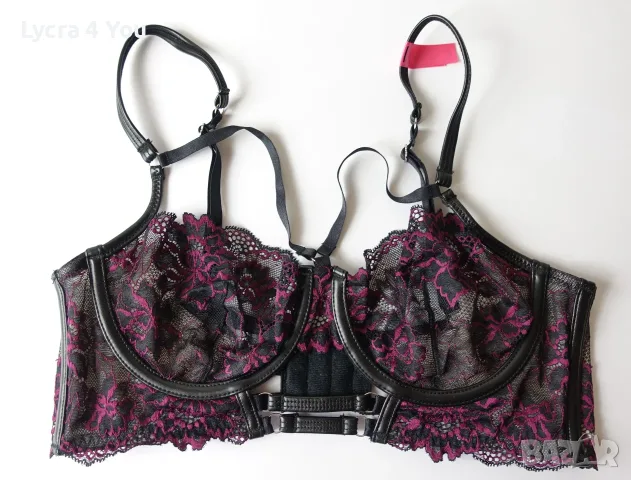 Hunkemoller 75B/C луксозен сутиен с меки дантелени чашки и кожени елементи.