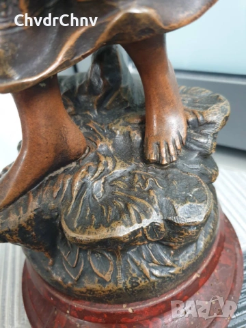 49см-3кг Moreau ЦАМ статуетка/стара френска скулптура/фигура на жена-художничка, снимка 11 - Статуетки - 54166256