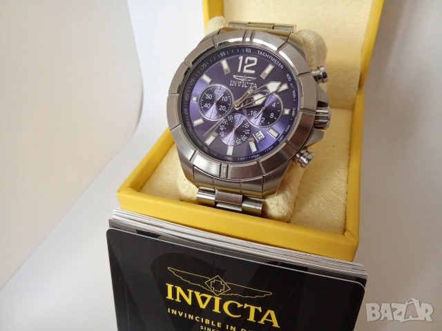 Invicta Мъжки стоманен часовник в кутия с документи 