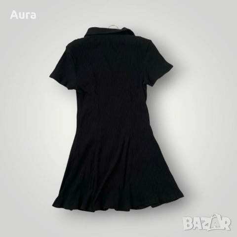 black ribbed collared mini dress, снимка 2 - Рокли - 54402483