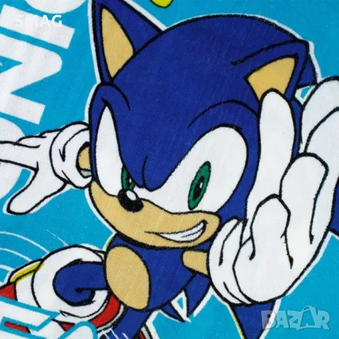 Детска памучна плажна кърпа пончо sonic за момчета 60x120 см_1235567, снимка 3 - Други - 55360094
