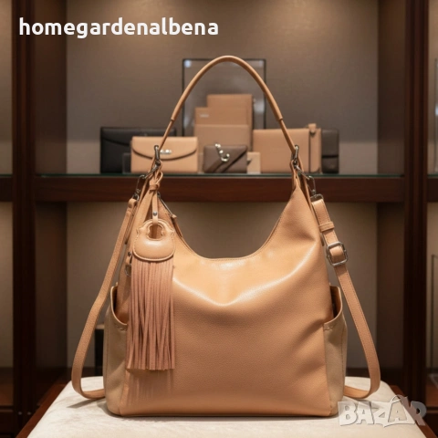 Дамска чанта с висулка и странични джобове – 7 цвята, стилна и удобна, снимка 6 - Чанти - 54166785