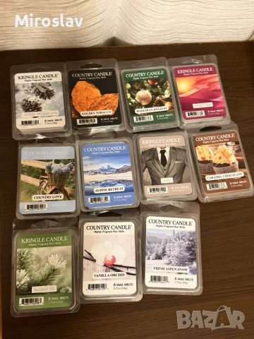 11 броя - Ароматни парфюмни восъци - за арома лампа Kringle Candle & Yankee Candle