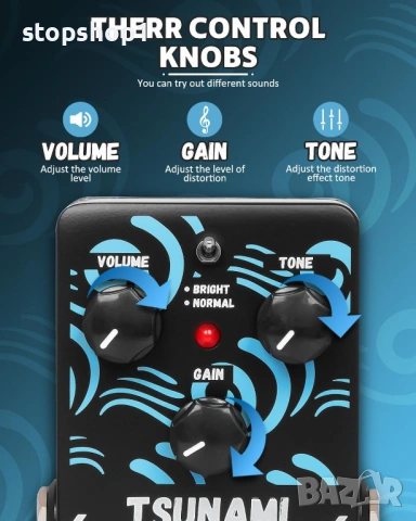 STRICH TSUNAMI Педал за китара с Overdrive, Blues Drive Vintage Overdrive режими Warm/Hot, снимка 4 - Китари - 54254257