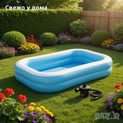 Надуваем семеен басейн 200x150 см + компактна електрическа помпа, снимка 8 - Басейни и аксесоари - 54563972