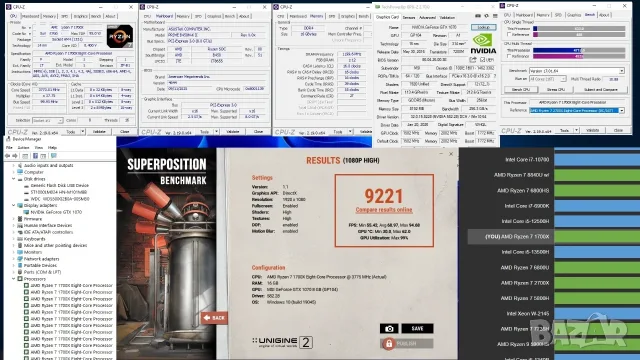 Геймърски Компютър Ryzen 7-1700X-GTX 1070 8gb-16gbDDR4 /500 ssd-1tb hdd, снимка 8 - Геймърски - 55360957