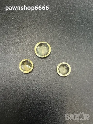 Комплект 3 естествени цитрина – общо 2,15 ct – кръгъл брилянтен, снимка 5 - Бижутерийни комплекти - 55483477
