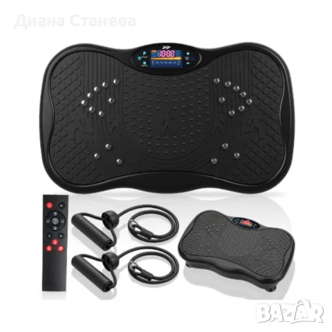 Вибрационна платформа 150W с Bluetooth, дистанционно и ластици – до 150 кг, снимка 4 - Фитнес уреди - 55579202