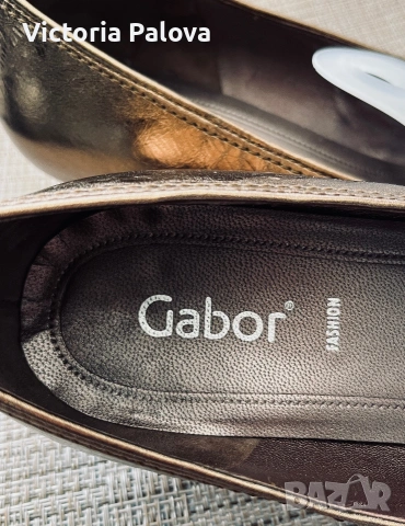 Елегантни кожени лоуфьри Gabor Fashion (Размер 39) - Бронзов металик, снимка 5 - Дамски ежедневни обувки - 55087103