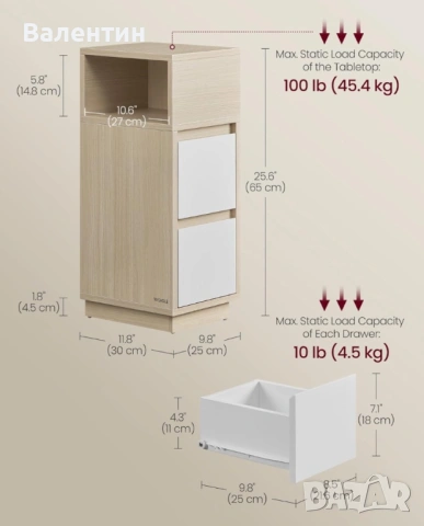 Комплект от 2 нощни шкафчета KAILYN Collection, снимка 3 - Шкафове - 54628832