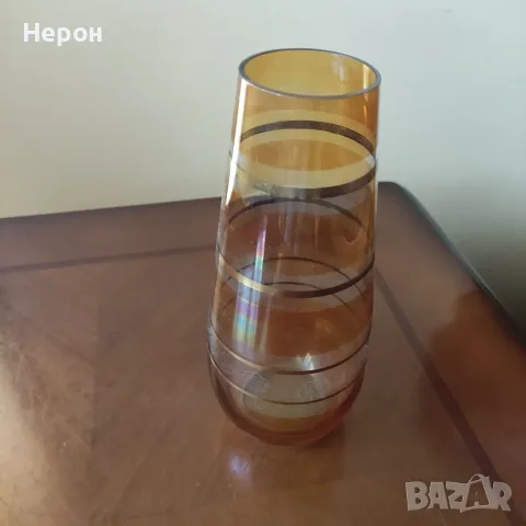 Стъклена ваза цветна, снимка 3 - Вази - 55427229