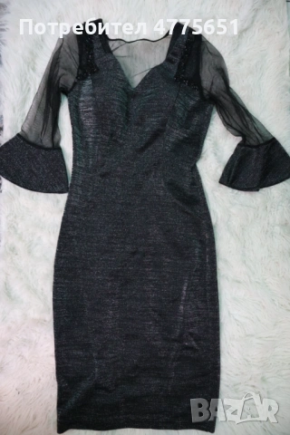 Черна вечерна рокля, размер 36 (S), снимка 5 - Рокли - 53952772