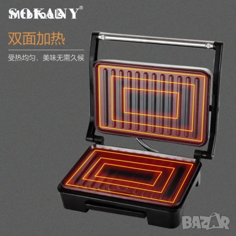 Електрическа грил скара с незалепващи плочи – Sandwich Maker 850W Sokany, снимка 5 - Тостери - 54130292