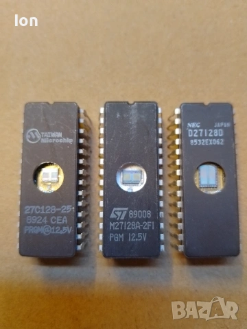 M27128A-2FI (STM), D27128D (NEC), 27C128-25 (Microchip) EPROM