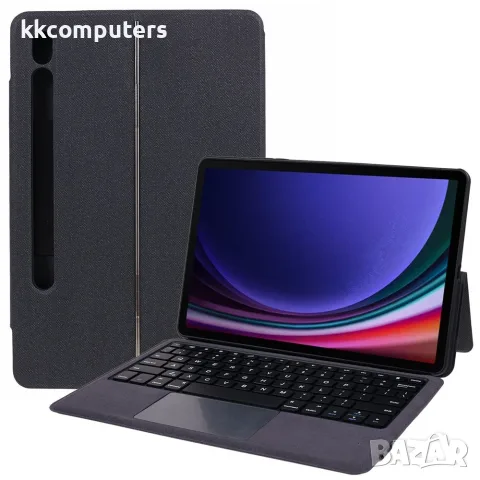 За Samsung Galaxy Tab S10 FE / S9 FE / S9 Кожен Калъф с Bluetooth Клавиатура с Подсветка, Тъчпад и С
