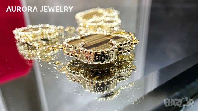 Van Cleef & Arpels VCA 5 Motifs Gold Tiger Eye Vintage Alhambra Дамска Гривна, снимка 5 - Гривни - 54224743